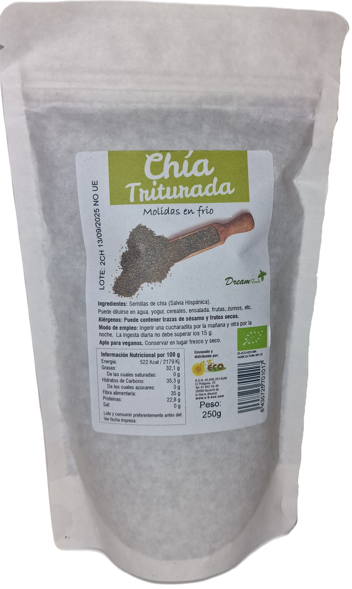 Semillas de chía triturada