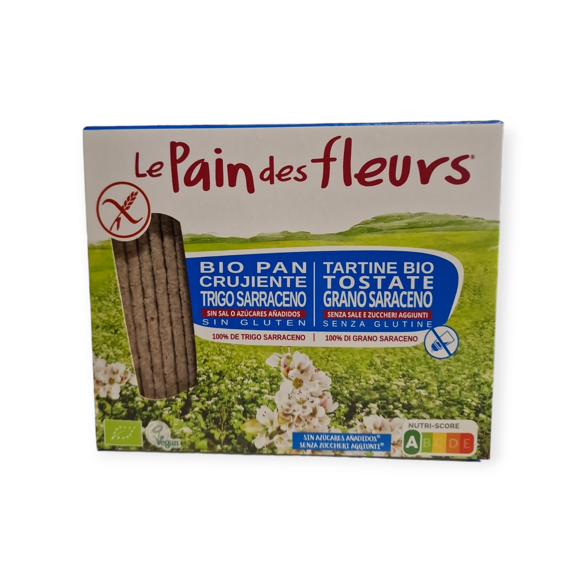 Bio pan crujiente de trigo sarraceno sin sal o azúcar añadido (Le pain des fleurs)