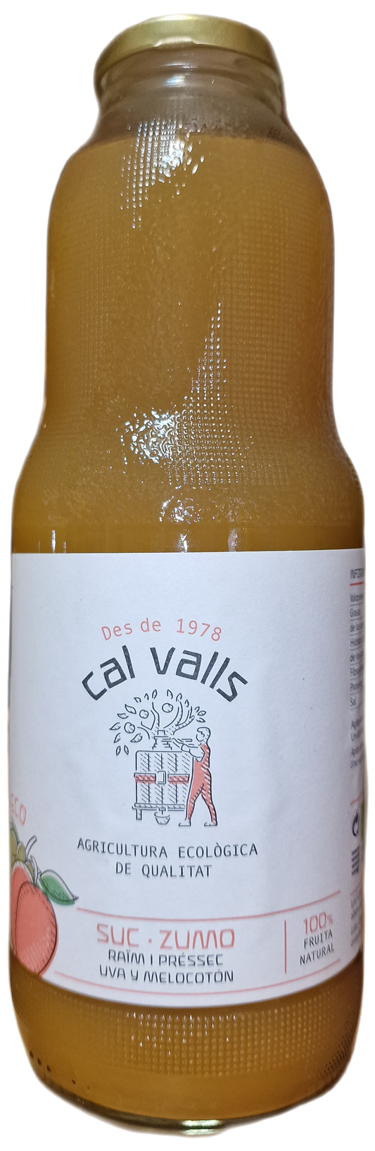 Zumo de uva y melocotón ecológico (envase de cristal) 1 l
